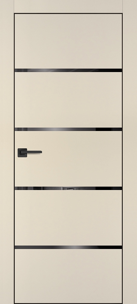 Межкомнатная дверь PX-17 черная кромка с 4-х ст. Бежевый матовый