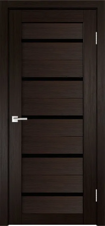 Межкомнатная дверь Легенда X-3 тон Венге Остекление Лакобель черное